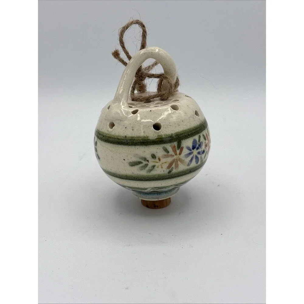 VTG Hand Painted Ceramic Pomander Scent Ball Floral Scentomander Potpourri